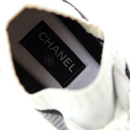Chanel Fabric Suede Calfskin Stretch CC Sneakers 40 Beige Black 8 of 9