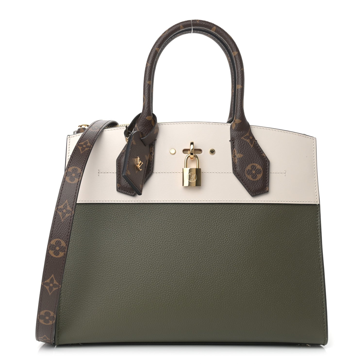 Louis Vuitton Monogram Calfskin City Steamer MM Kaki 1 of 11