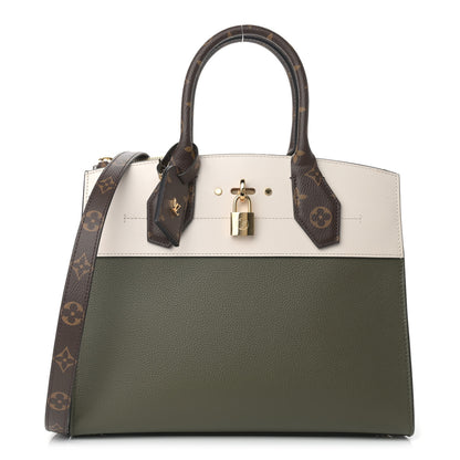 Louis Vuitton Monogram Calfskin City Steamer MM Kaki 1 of 11