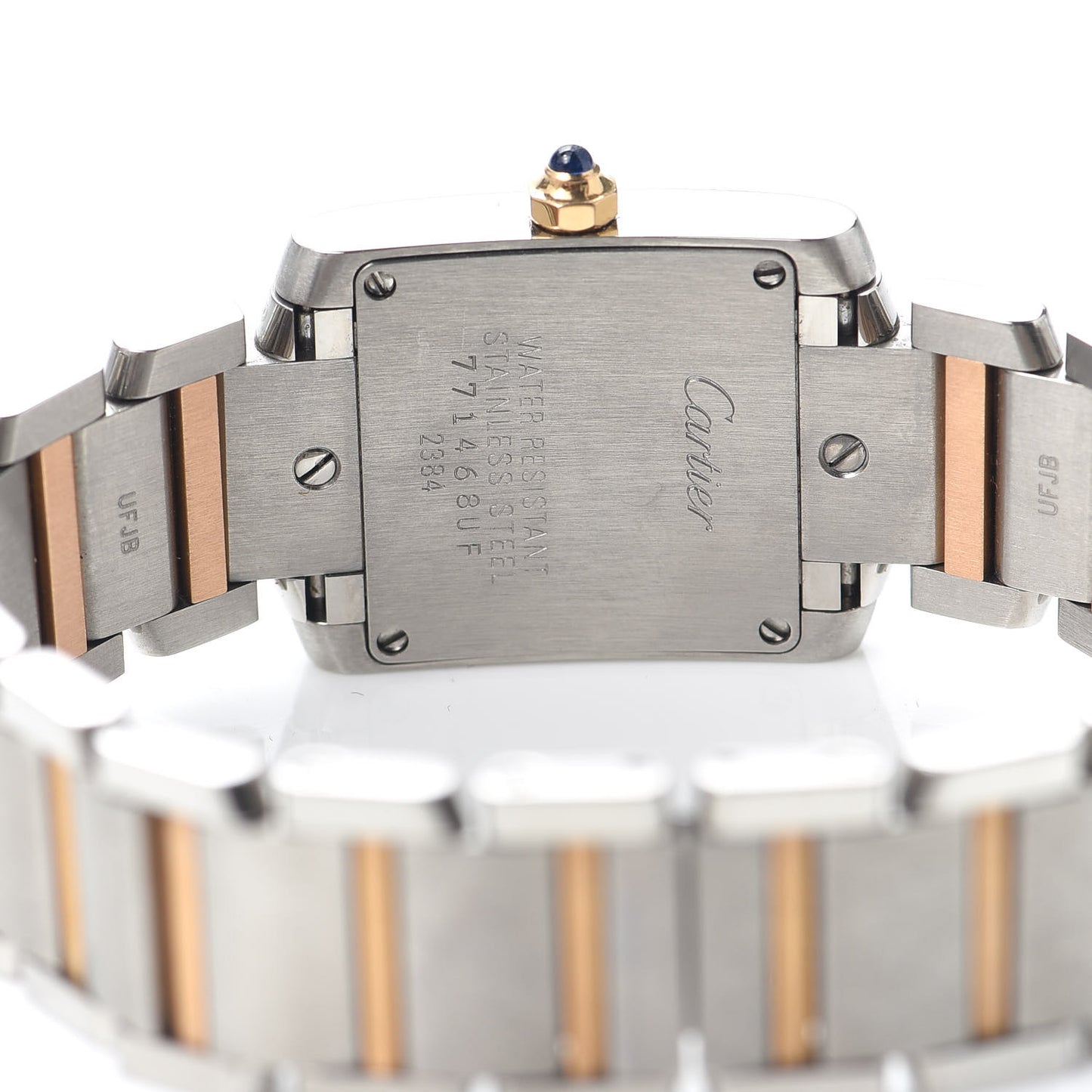 Stainless Steel 18K Pink Gold Mother of Pearl 20mm Tank Francaise Quartz Watch