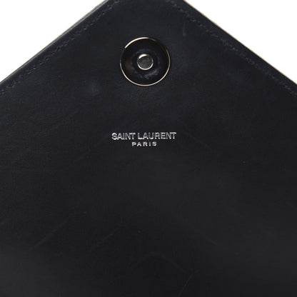 Saint Laurent Smooth Calfskin Matelasse Chevron Large Monogram Satchel Black 8 of 11