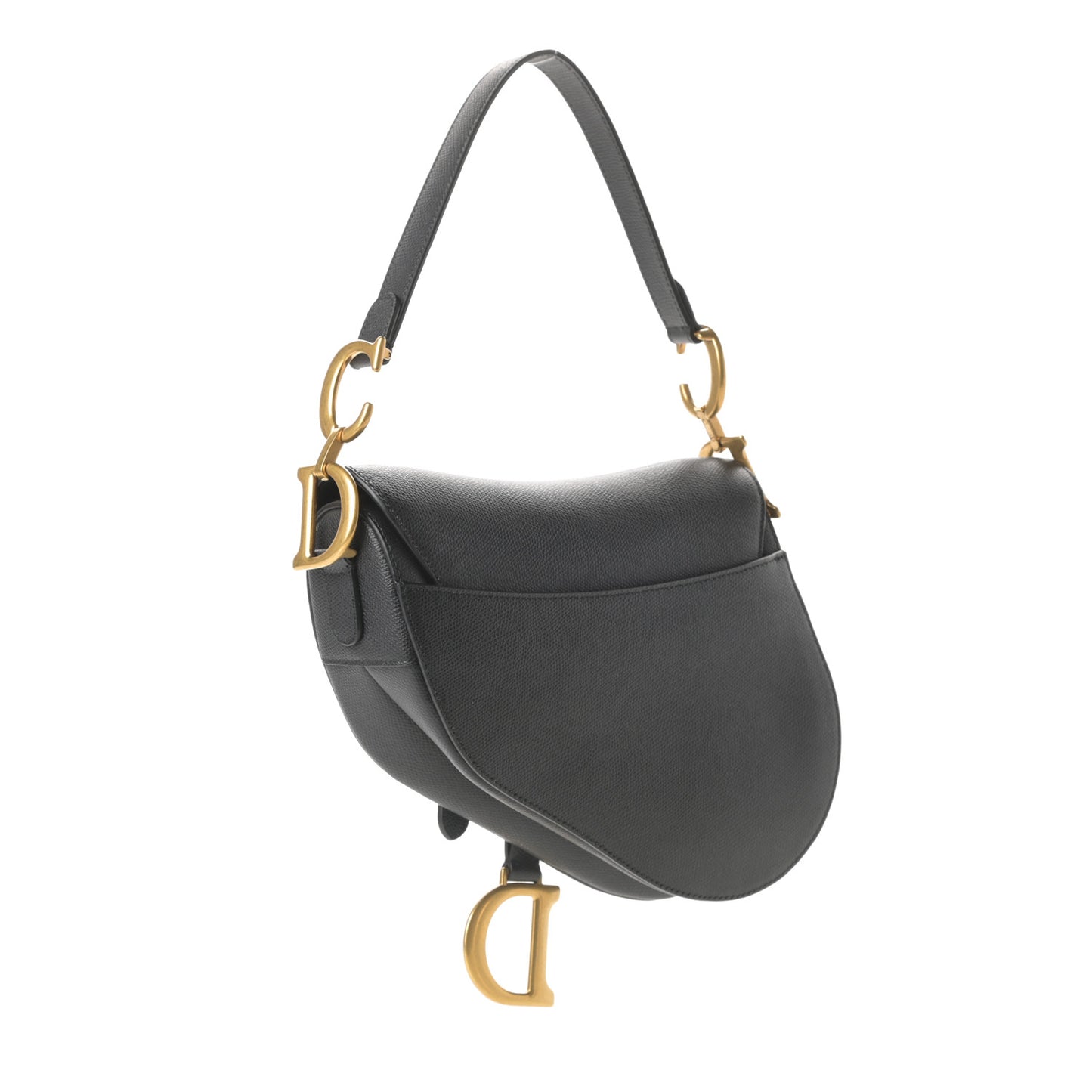 Grained Calfskin Saddle Bag Black