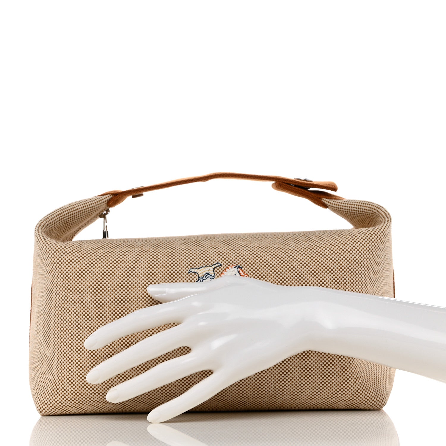Hermes Canvas Large Bride-A-Brac Cabriole Case Biscuit 2 of 9