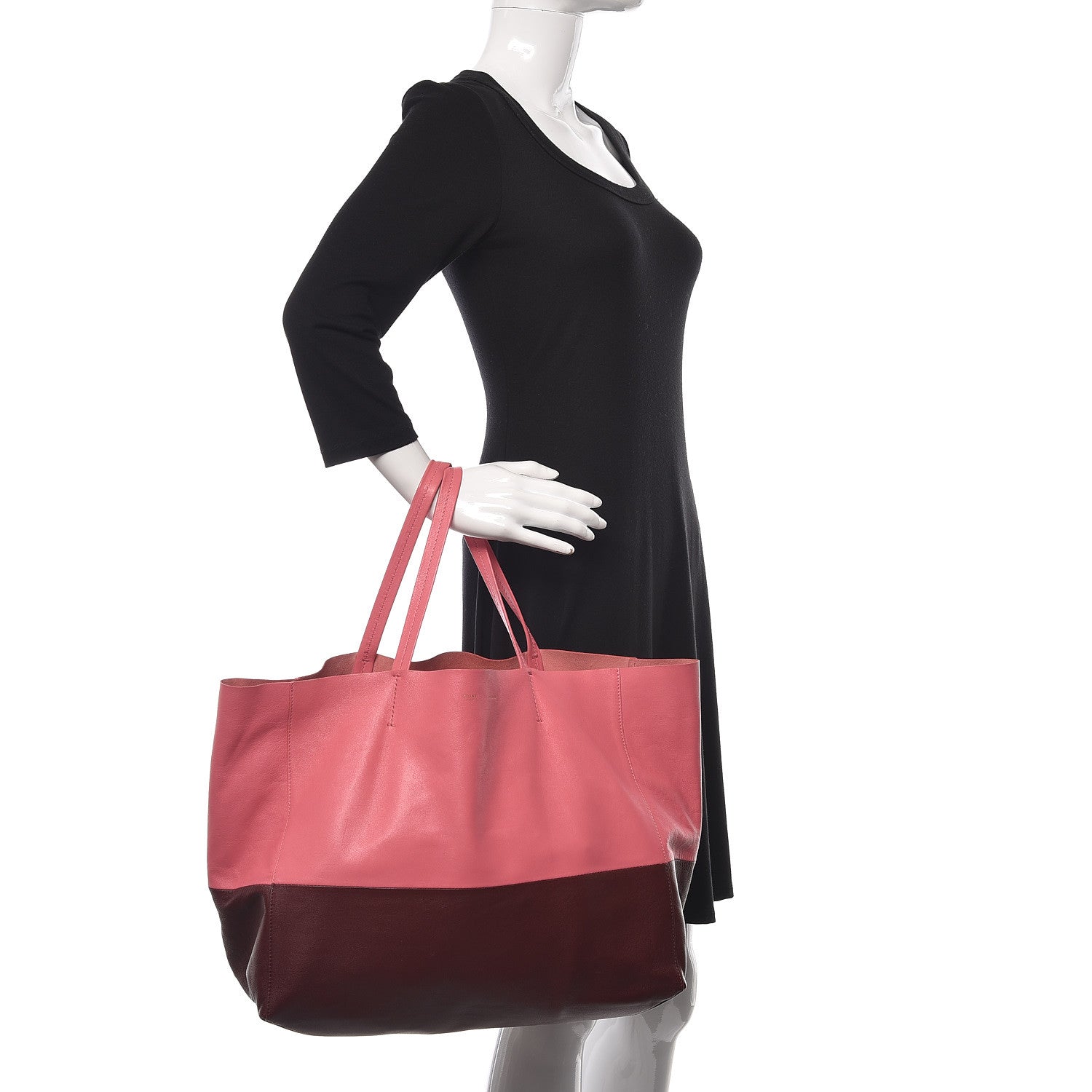 Celine Lambskin Horizontal Bi-Color Cabas Pink Rust 2 of 10