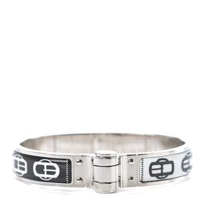 Hermes Enamel Printed Narrow Boucleries Modernes Hinged Bracelet M Black 1 of 4