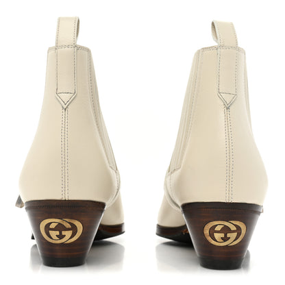 Gucci Quebec Calfskin Womens Elastic Buckled Ankle Boots 36.5 White 4 of 10