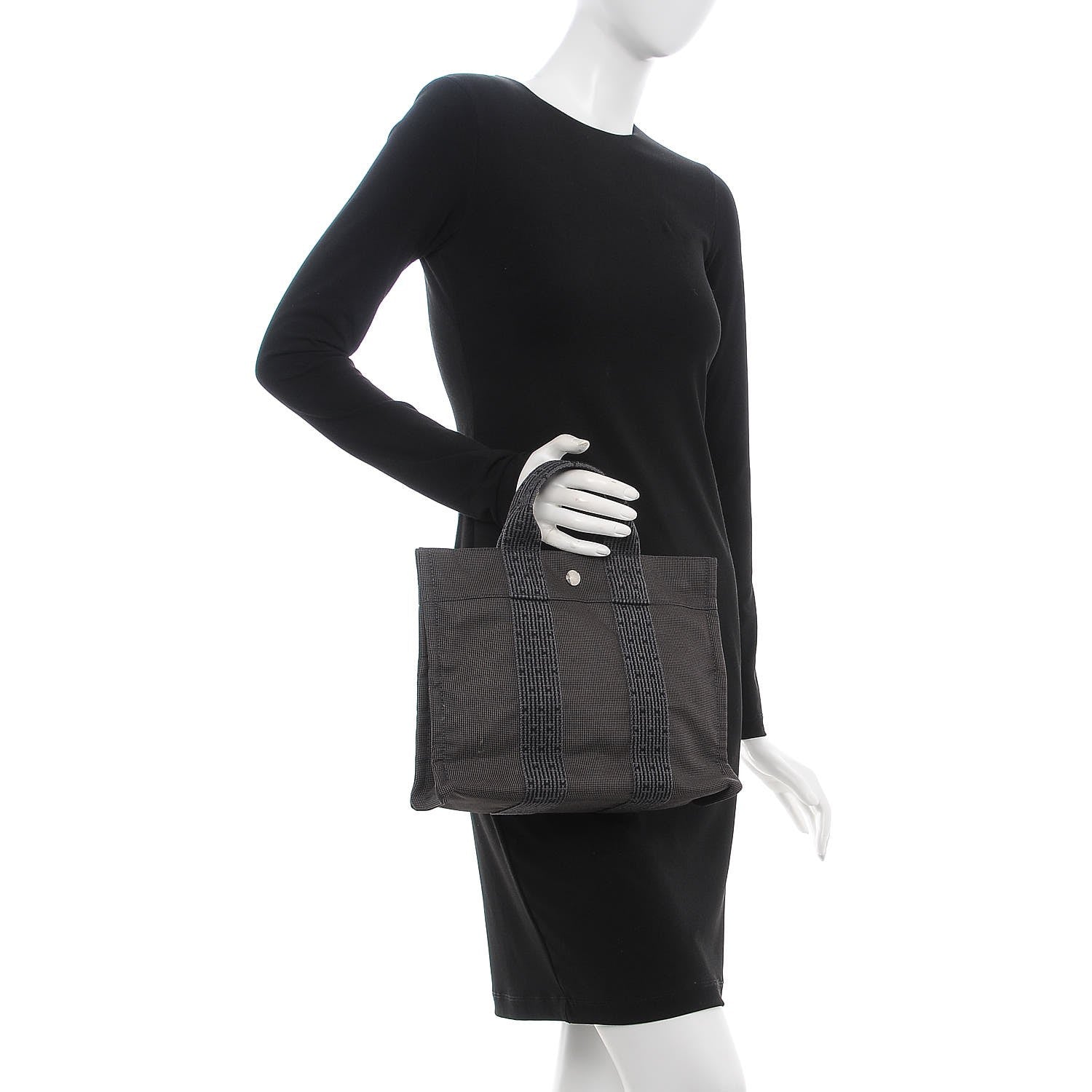 Hermes Canvas Herline PM Tote Grey 2 of 8