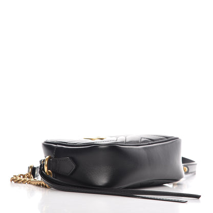 Gucci Calfskin Matelasse Mini GG Marmont Chain Shoulder Bag Black 4 of 14