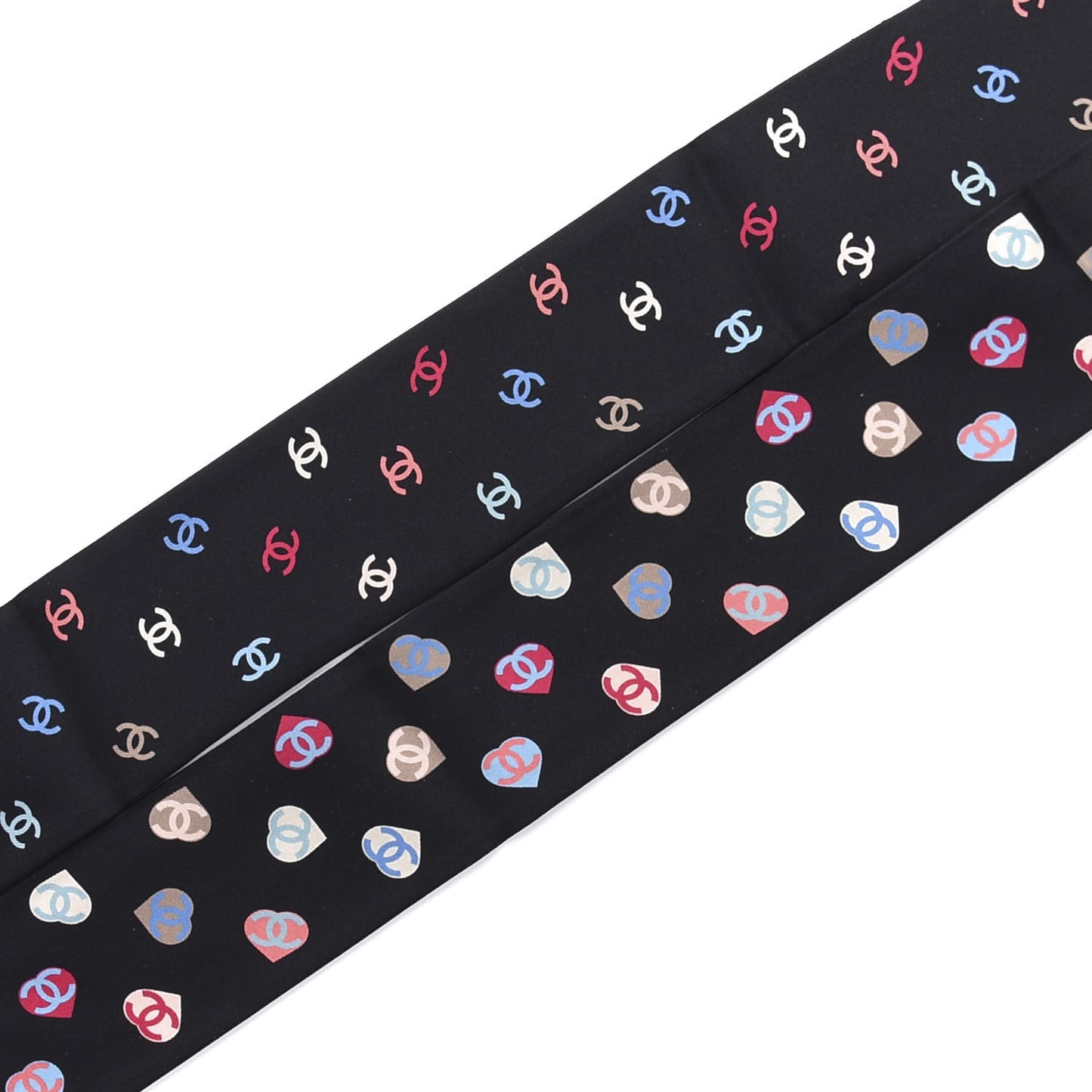 Silk Heart CC Slim Bandeau Scarf Black