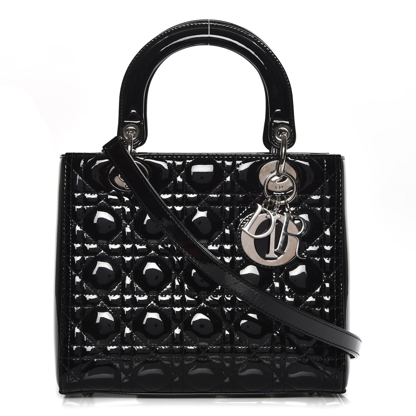 Patent Cannage Medium Lady Dior Black