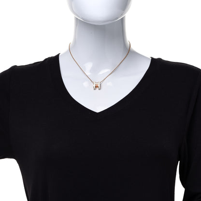 Hermes Lacquered Rose Gold Pop H Pendant Necklace White 2 of 8