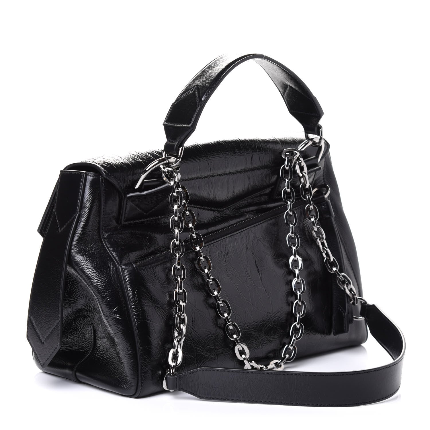 Givenchy Creased Patent Calfskin Medium ID Flap Black 2 of 4