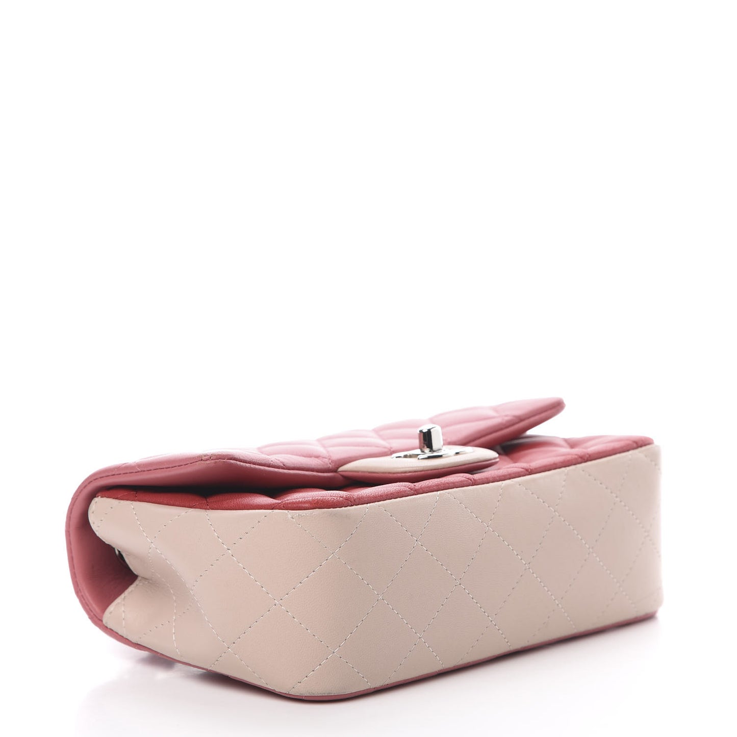 Lambskin Quilted Valentine Charms Tri-Color Mini Rectangular Flap Pink