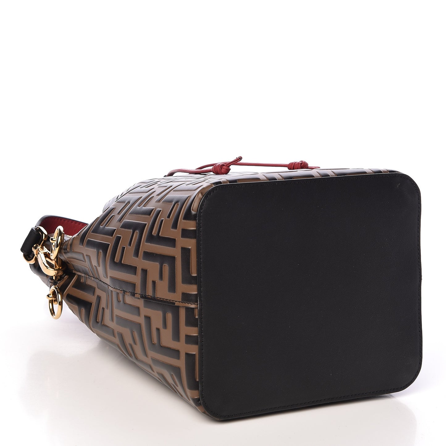 Vitello Grace F is Fendi Bi-Color FF 1974 Embossed Grande Mon Tresor Bucket Bag Maya Black Fragola