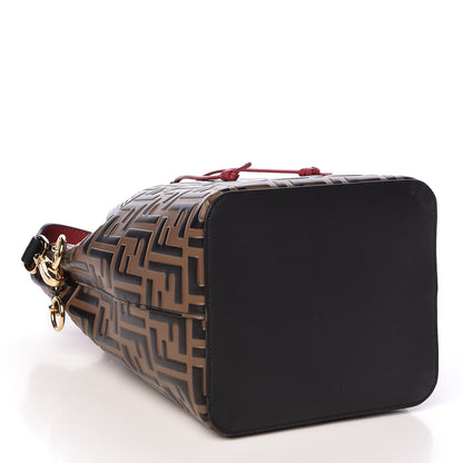 Fendi Vitello Grace F is Fendi Bi-Color FF 1974 Embossed Grande Mon Tresor Bucket Bag Maya Black Fragola 4 of 11