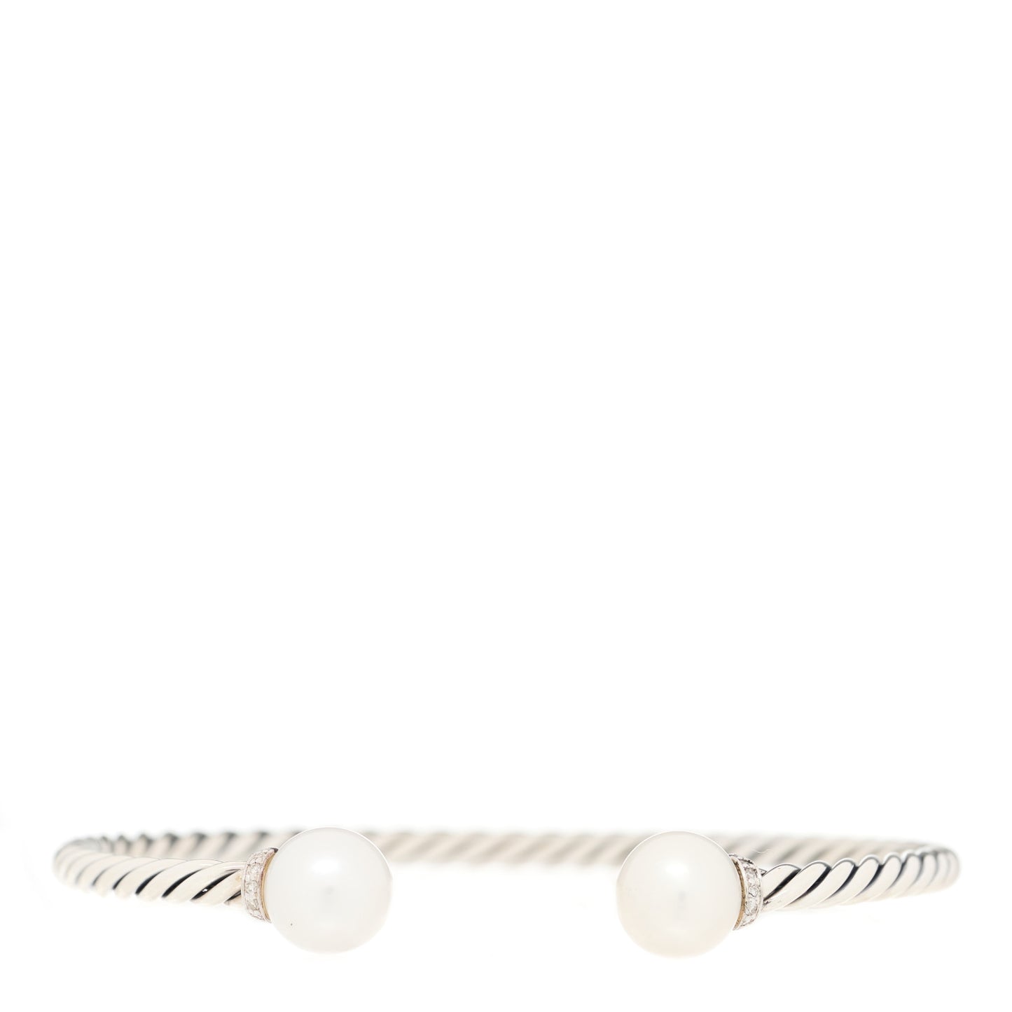 Sterling Silver Diamond Pearl 9mm Solari Bracelet