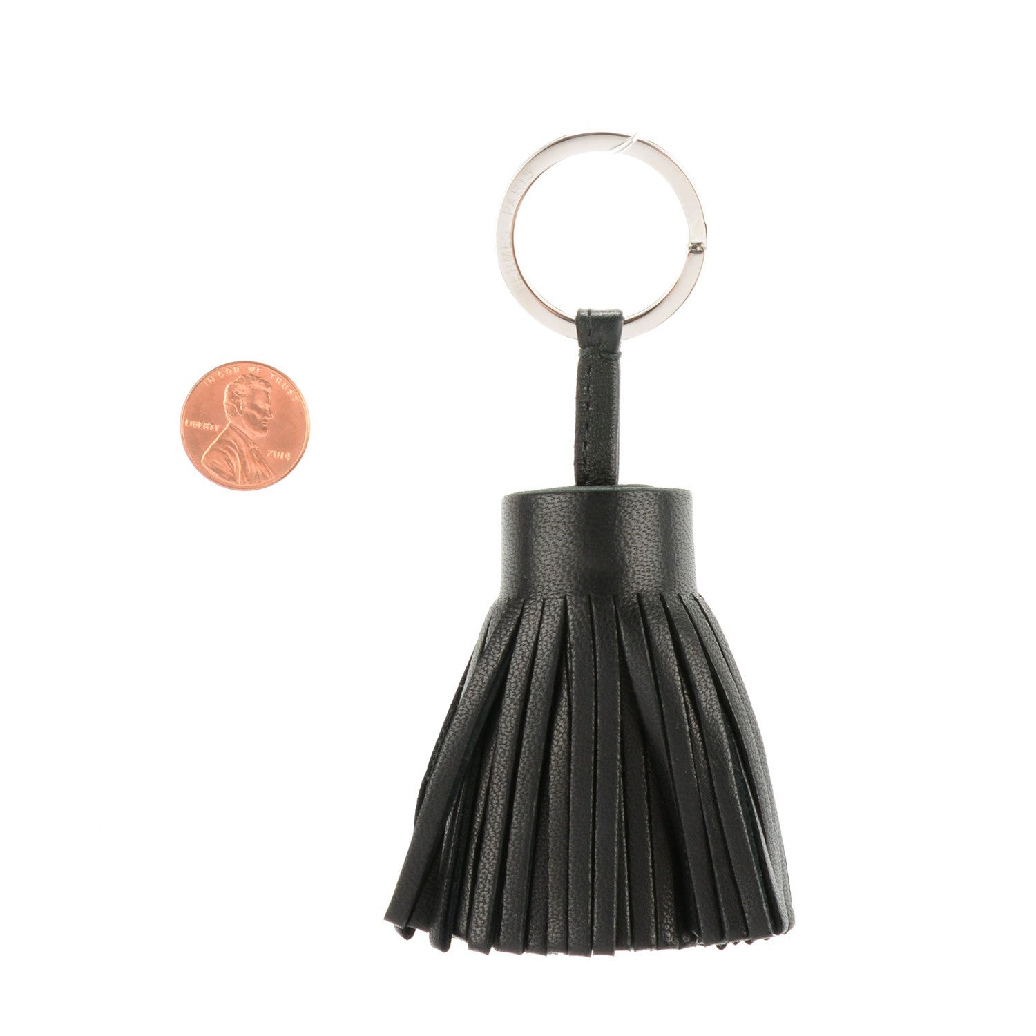 Hermes Lambskin Carmen Tassel Key Holder Black 2 of 5