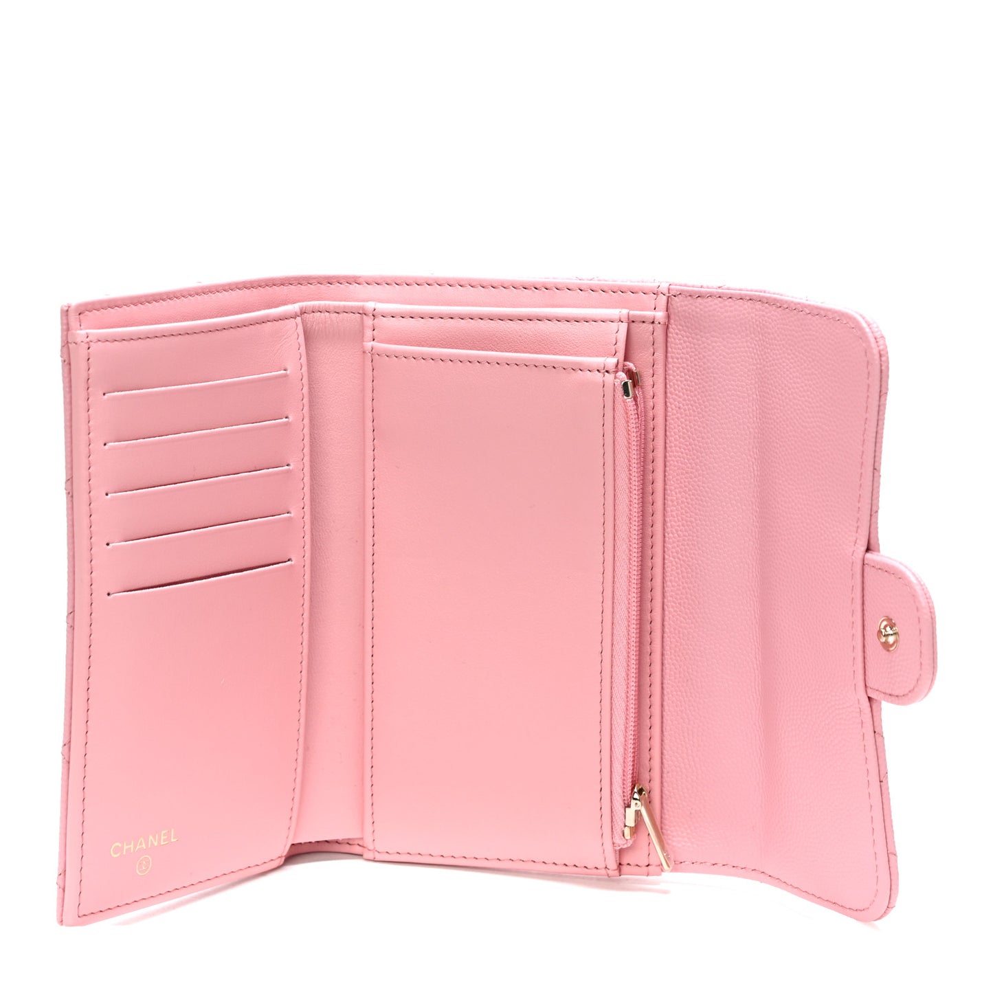 Caviar Quilted Medium Flap Wallet Pink
