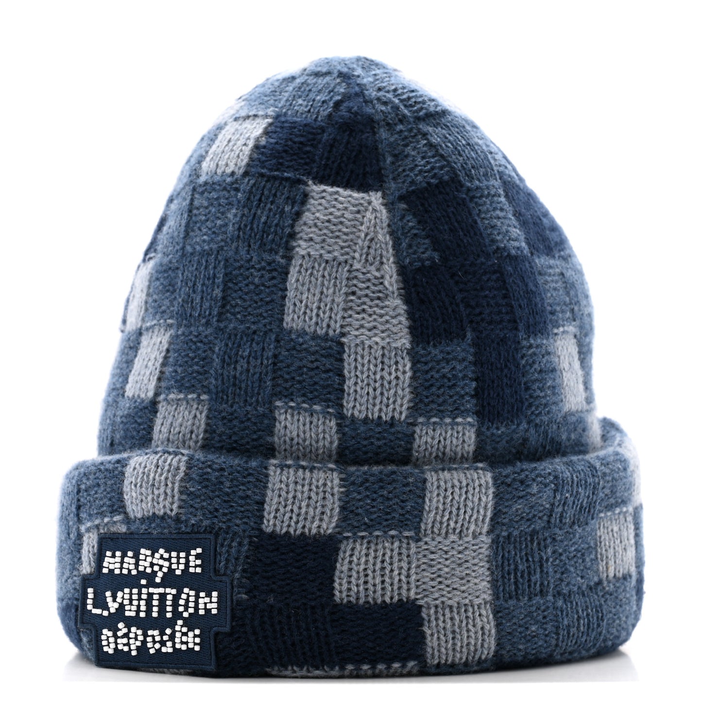 Wool Damoflage Beanie Hat Blue