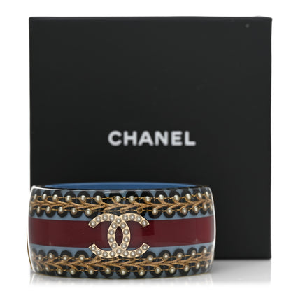 Chanel Resin Striped Pearl CC Cuff 5 of 5