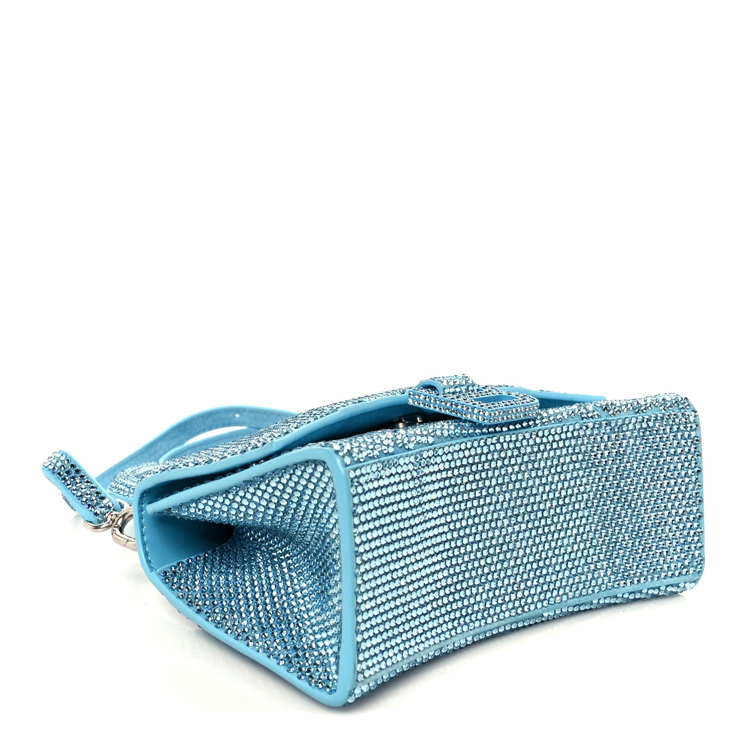 Balenciaga Strass Suede Hourglass Top Handle Bag XS Light Blue