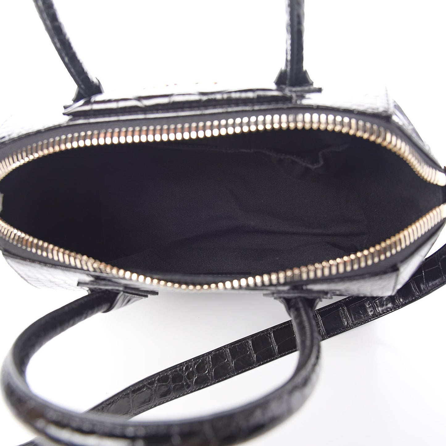 Calfskin Crocodile Embossed Small Antigona Black