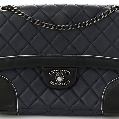 Chanel Calfskin Quilted Bi-Color Jumbo Flap Blue Black 8 of 11