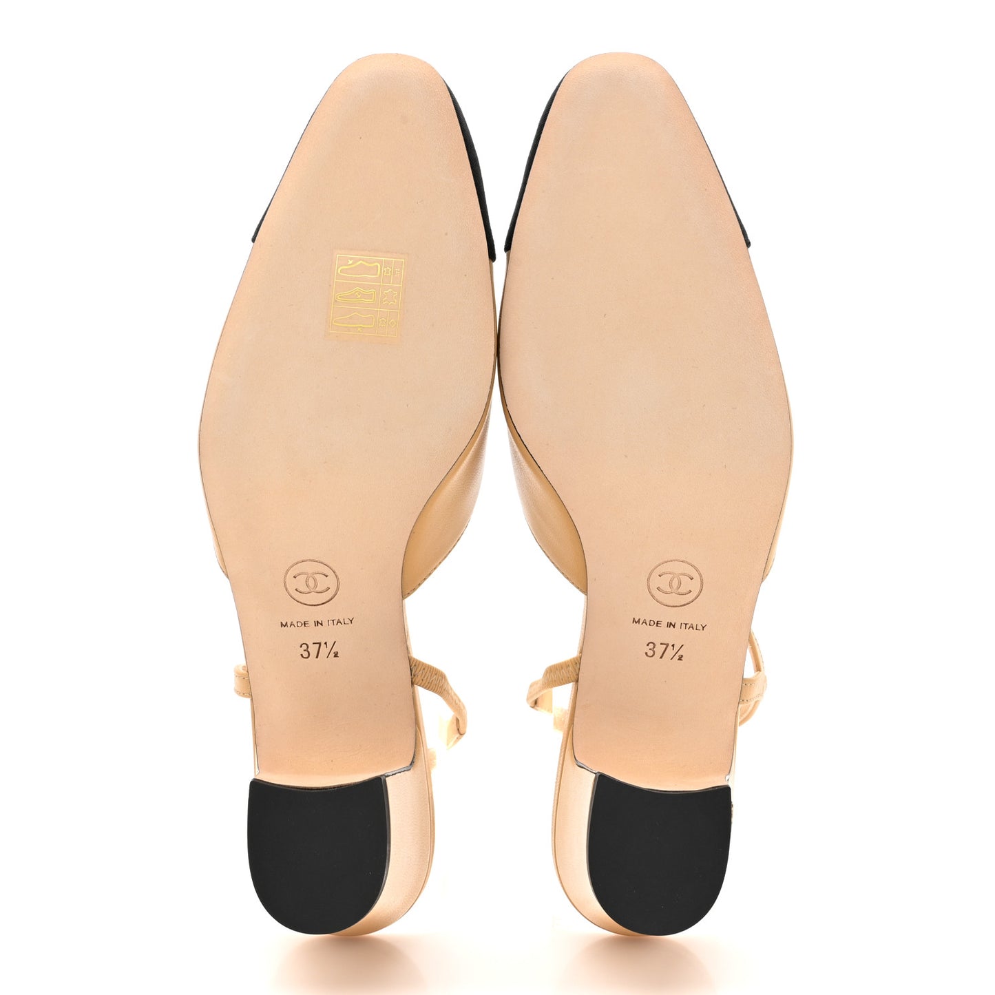Goatskin Grosgrain Cap Toe CC Slingback Pumps 37.5 Beige Black