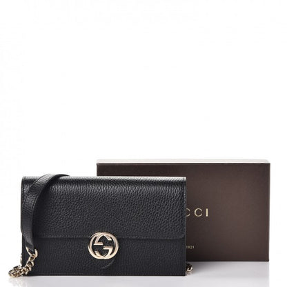 Gucci Dollar Calfskin Interlocking G Chain Wallet Black 8 of 8