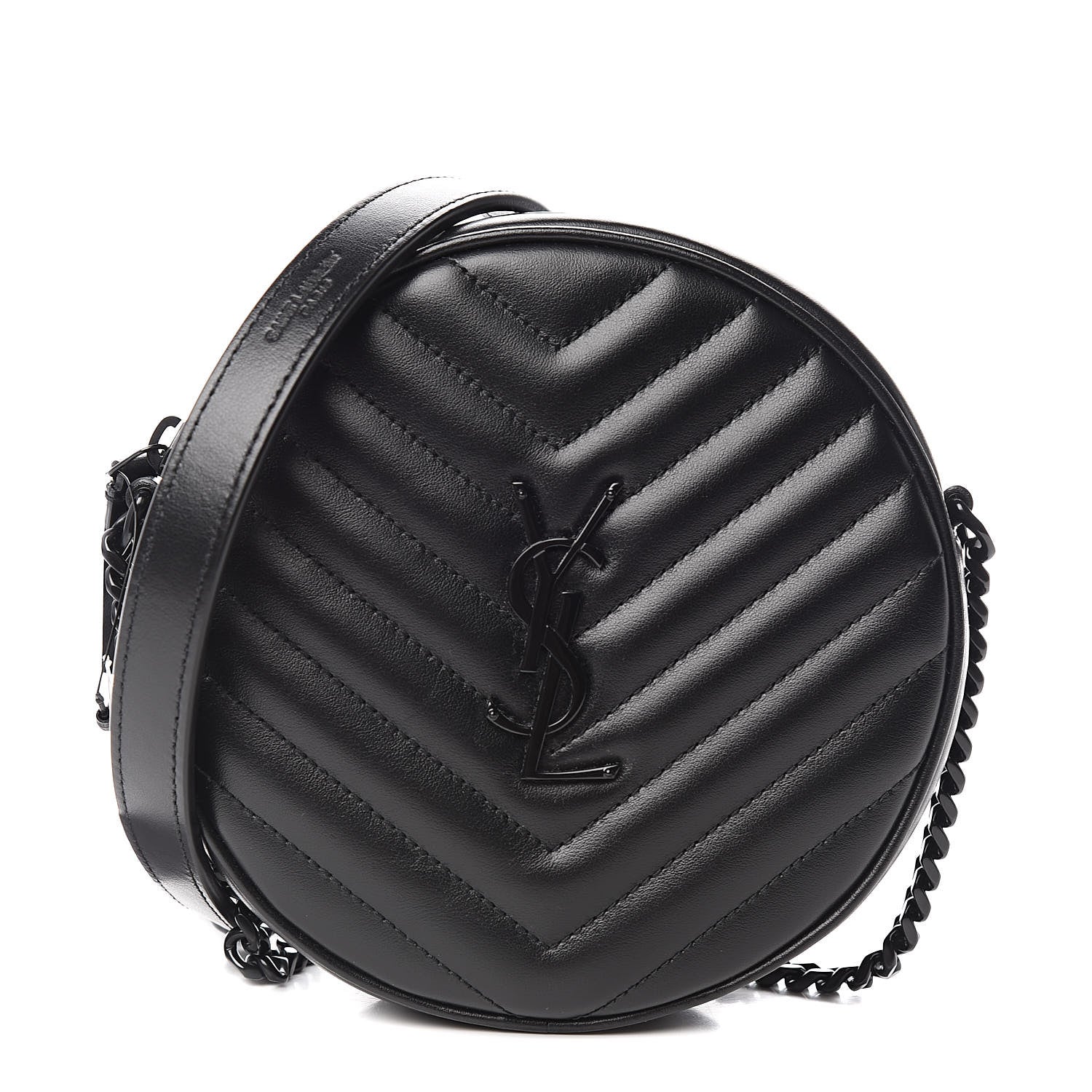 Saint Laurent Calfskin Matelasse Chevron Round Vinyle Camera Bag Black 1 of 10
