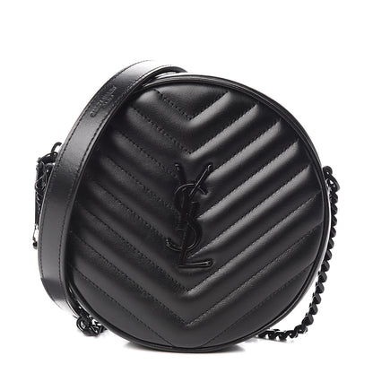 Saint Laurent Calfskin Matelasse Chevron Round Vinyle Camera Bag Black 1 of 10