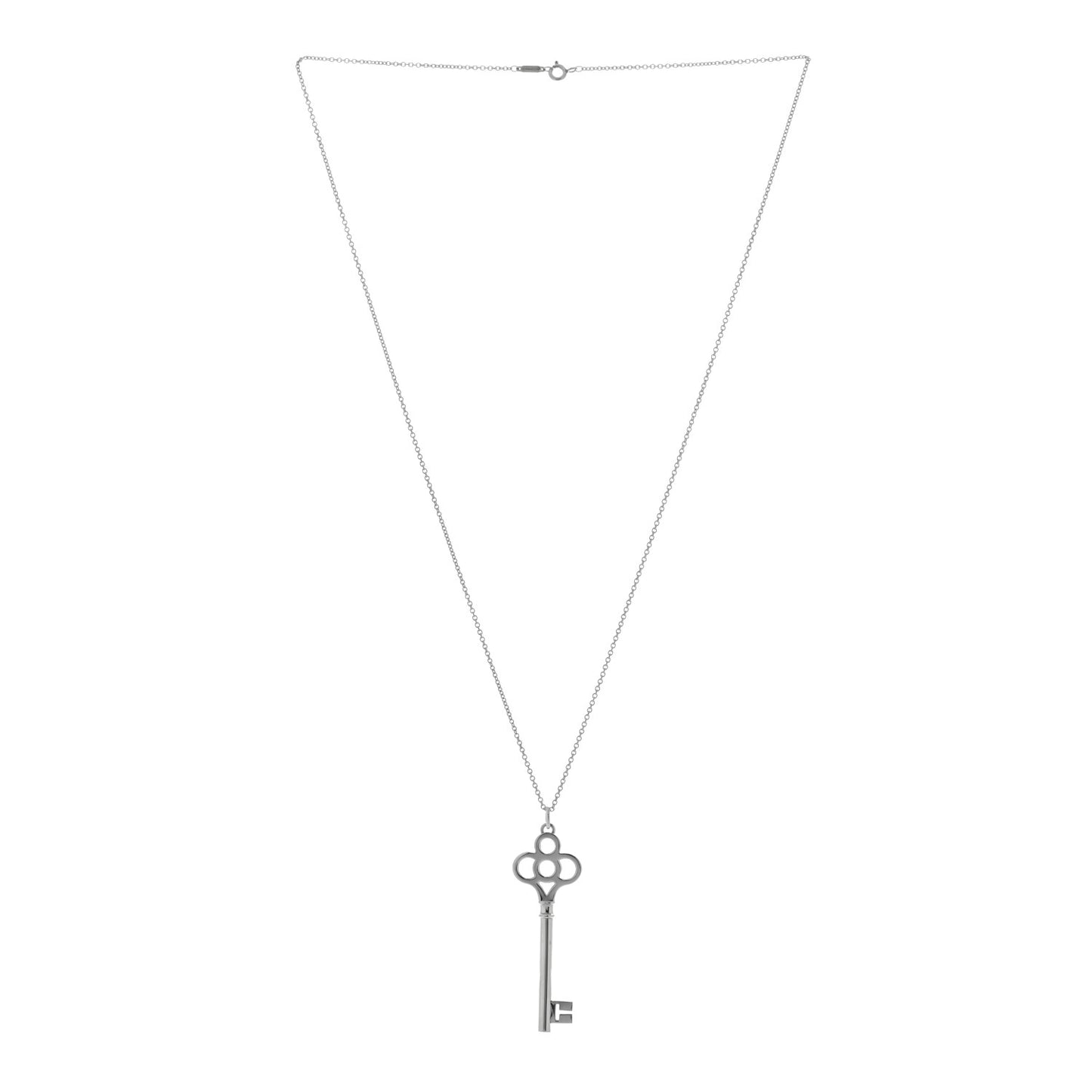 Sterling Silver Large Crown Key Pendant Necklace