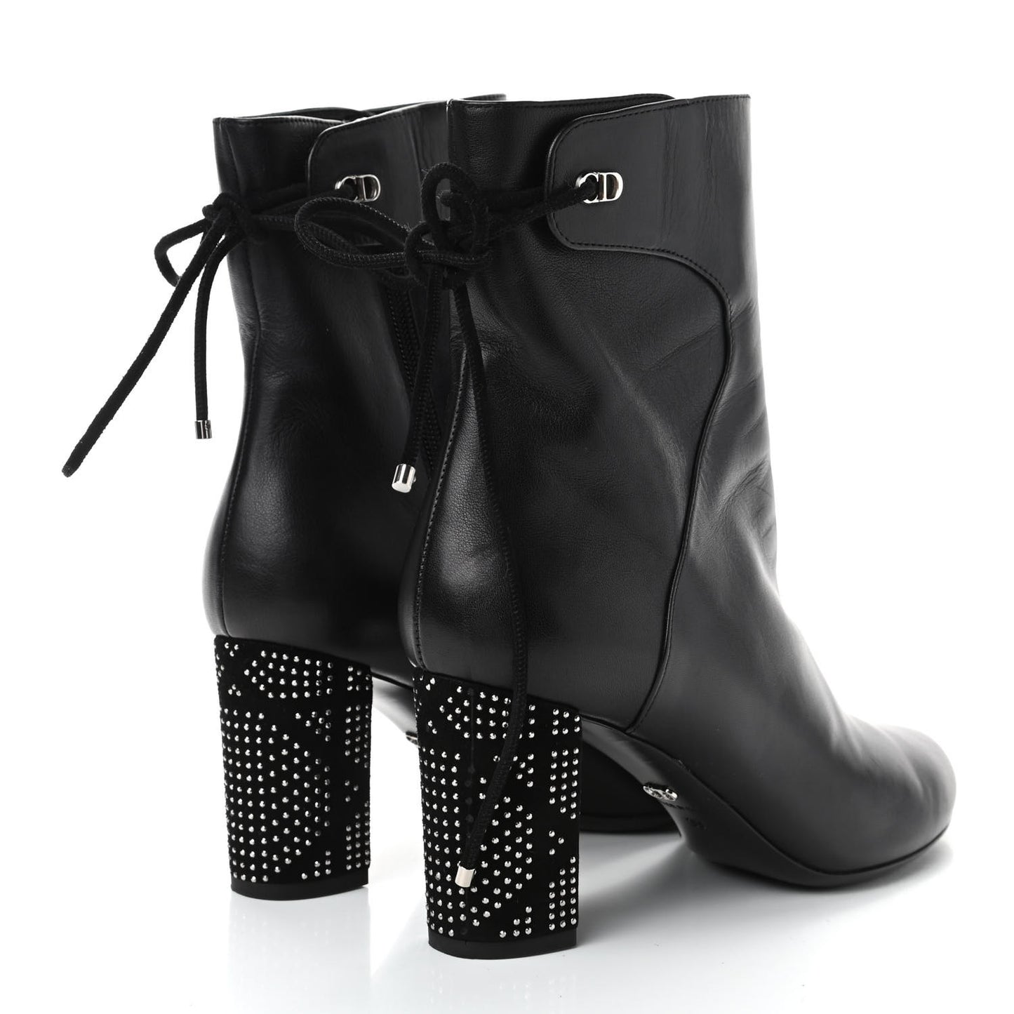 Calfskin Studded Stellar Ankle Boots 39 Black