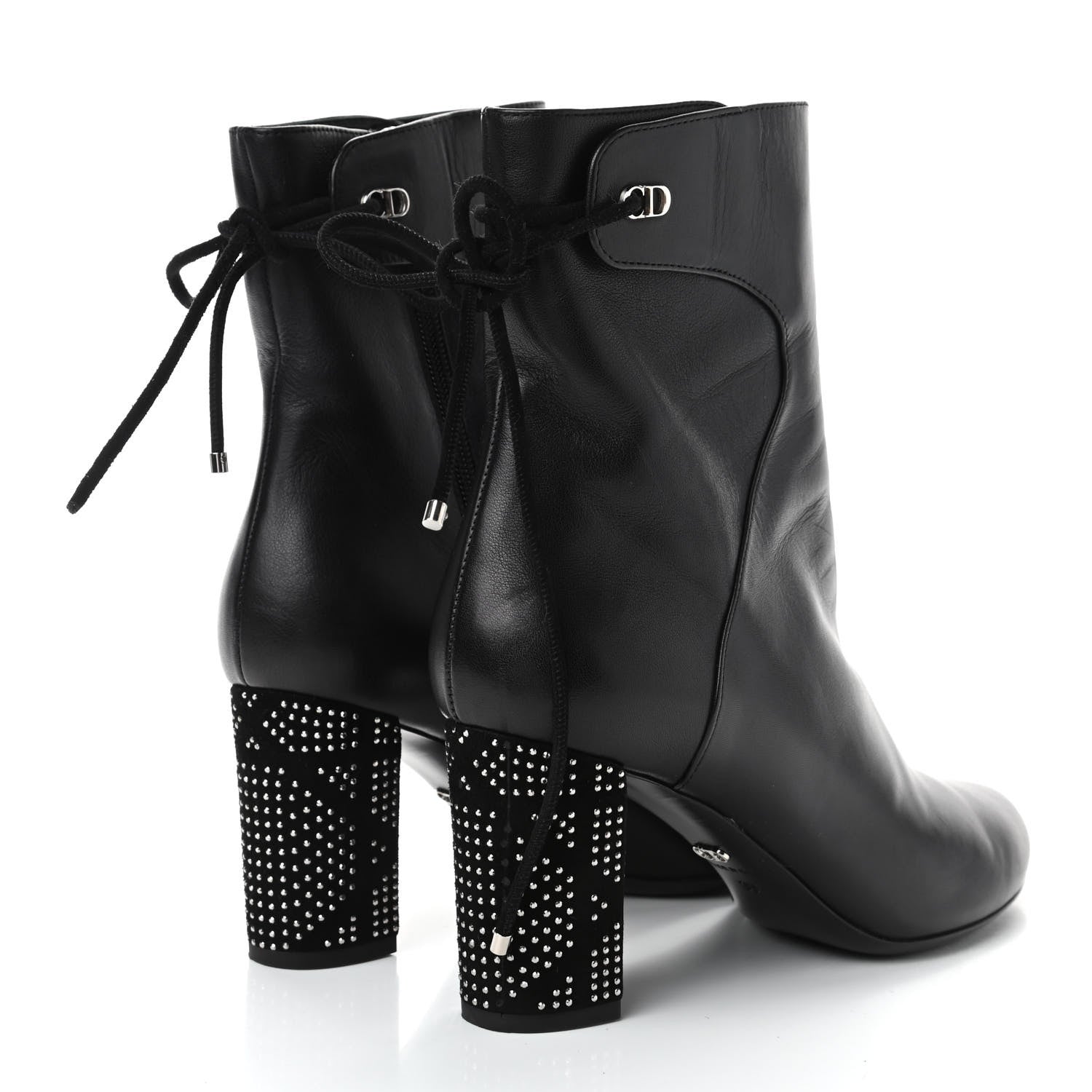 Christian Dior Calfskin Studded Stellar Ankle Boots 39 Black 3 of 4