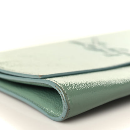Saint Laurent Textured Patent Monogram Large Belle De Jour Clutch Turquoise 7 of 15