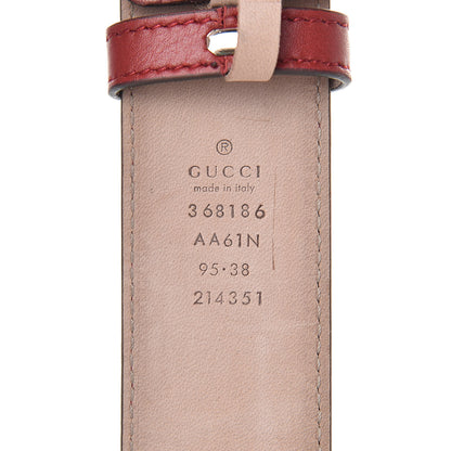 Gucci Soft Guccissima Margaux Calfskin Nickel Interlocking G 37mm Belt 95 38 Rosso 4 of 7
