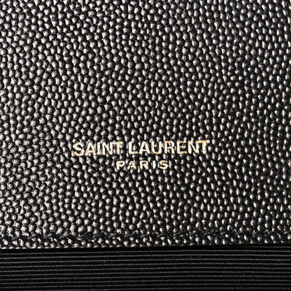 Saint Laurent Grain De Poudre Textured Mixed Matelasse Large Triquilt Monogram Satchel Black 6 of 12