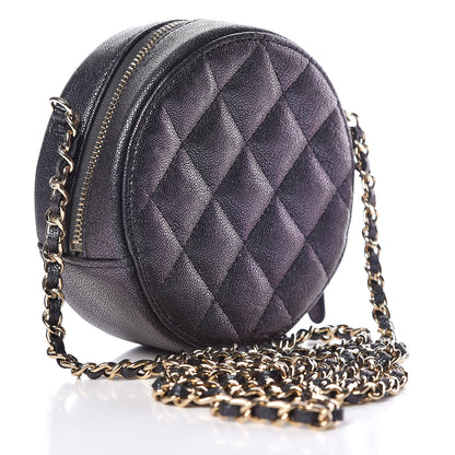 Chanel Iridescent Caviar Quilted Round Clutch With Chain Black 3 of 10