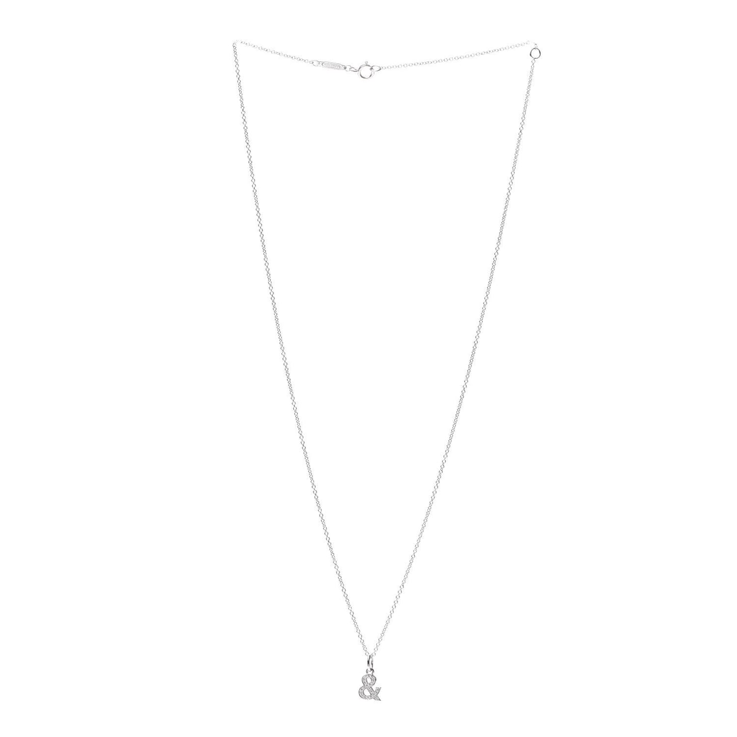 18K White Gold Diamond Medium Ampersand Pendant Necklace