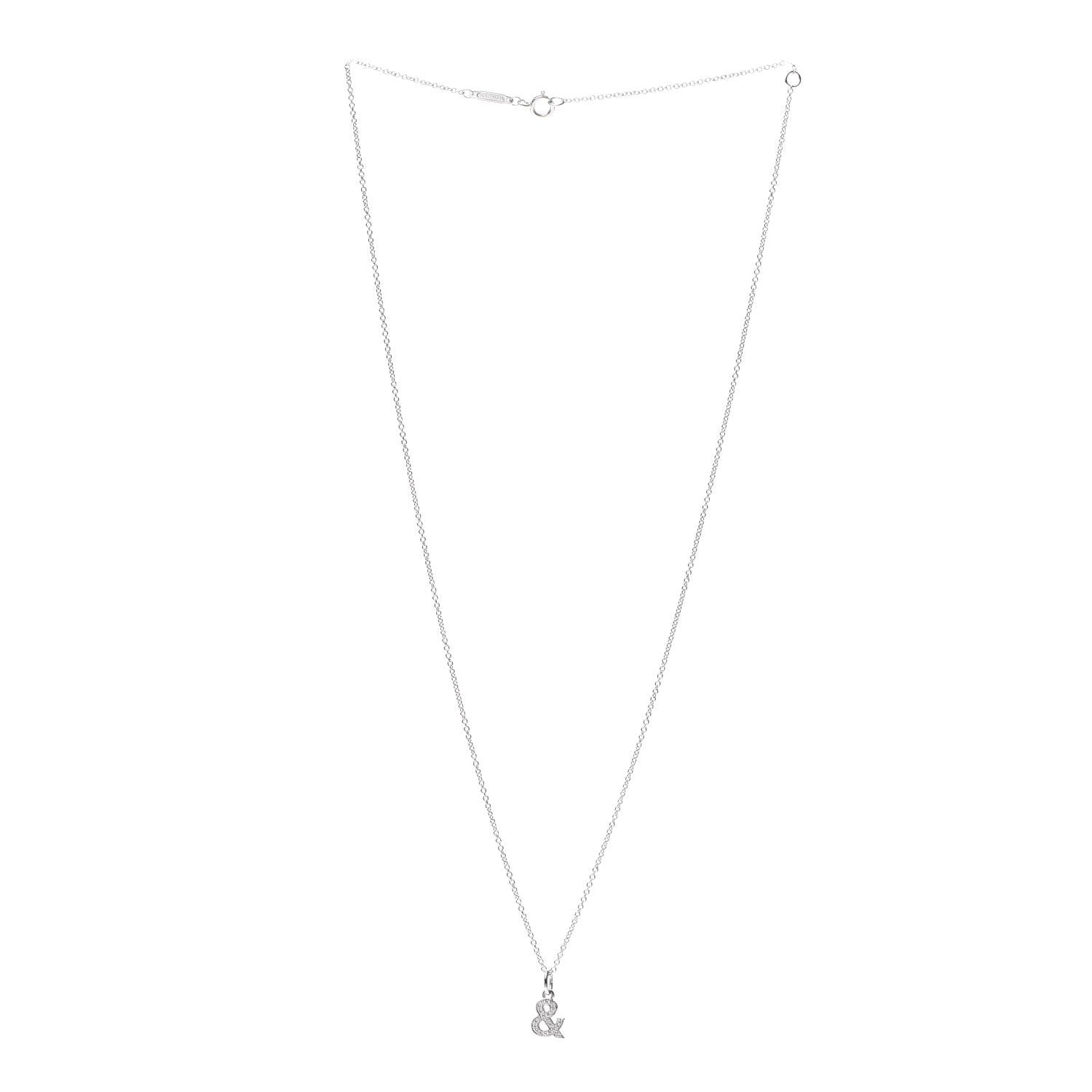 Tiffany 18K White Gold Diamond Medium Ampersand Pendant Necklace 3 of 5