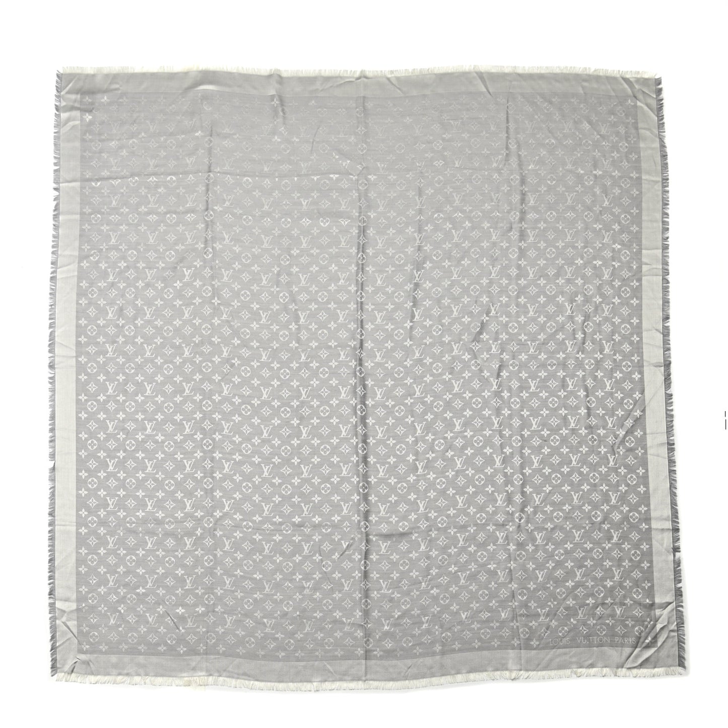 Silk Lurex Wool Monogram Shine Shawl Charcoal Grey