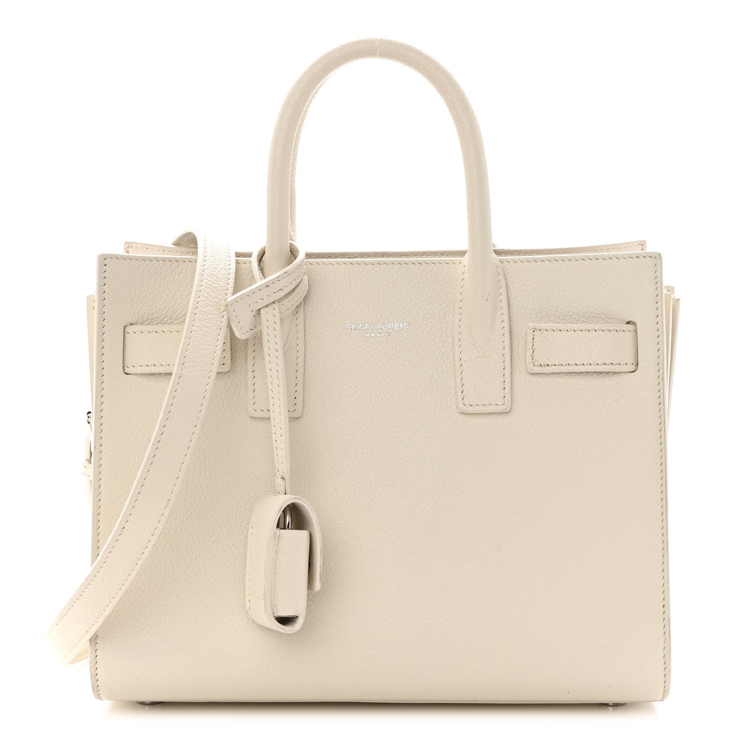 Saint Laurent Grained Calfskin Nano Sac de Jour Dove White 1 of 14