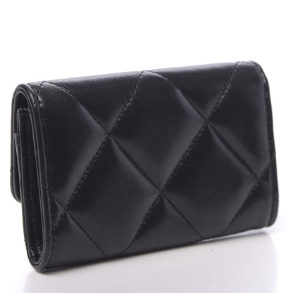 Chanel Shiny Goatskin Quilted 19 Flap Card Holder Black 3 of 9