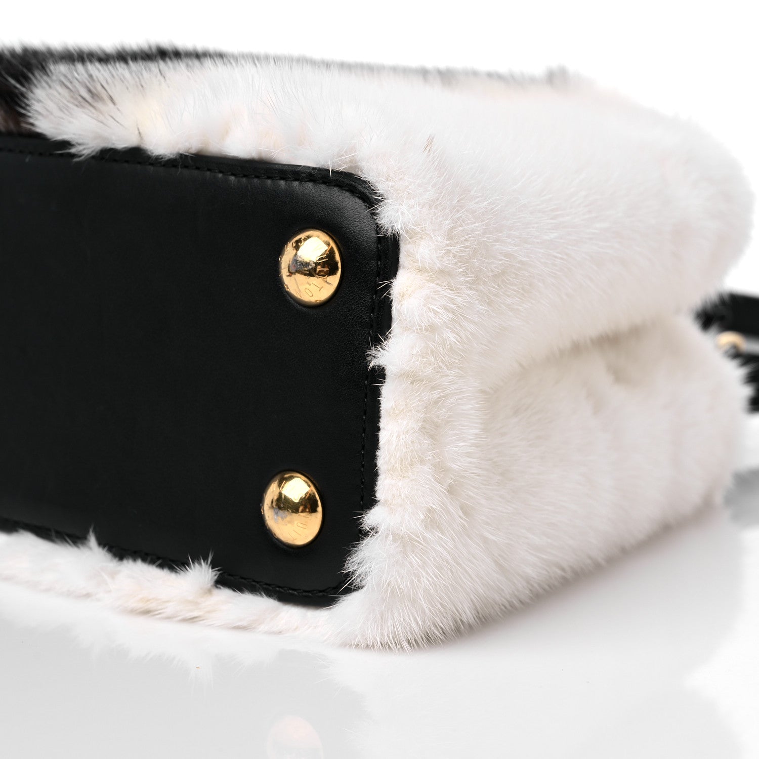 Louis Vuitton Mink Calfskin Goatskin Capucines BB White Snow Grey Black 8 of 8