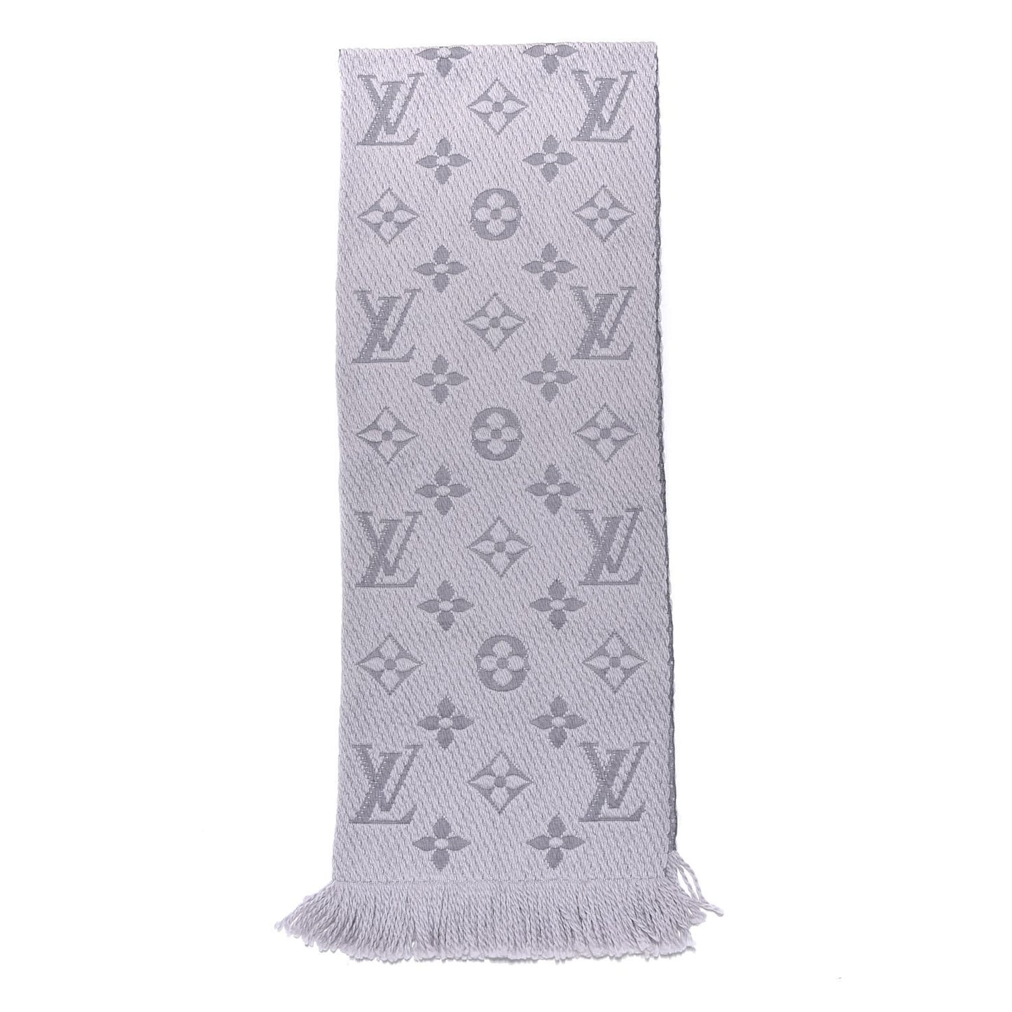 Wool Silk Logomania Scarf Pearl Grey