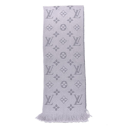 Louis Vuitton Wool Silk Logomania Scarf Pearl Grey 3 of 4