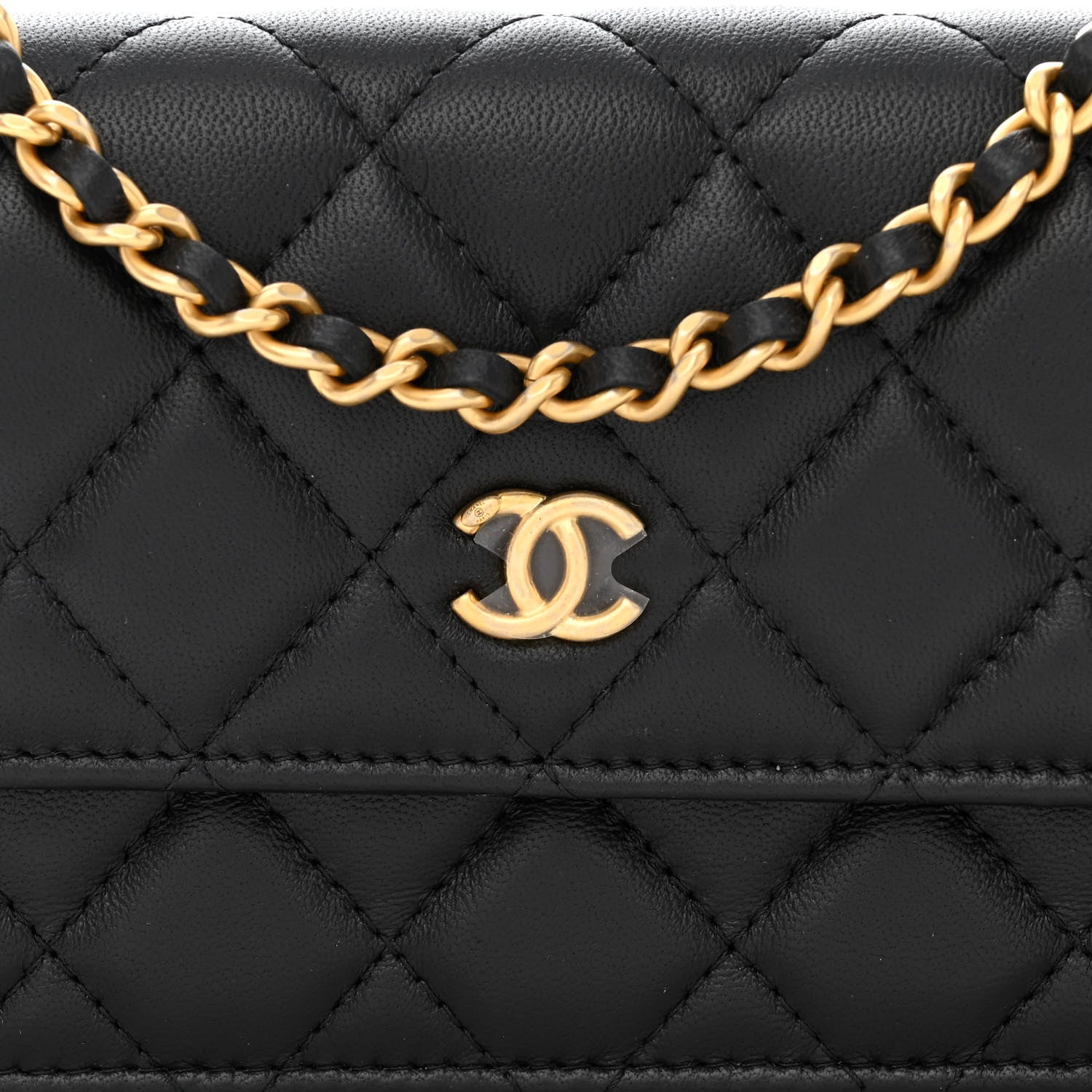 Chanel Lambskin Pearl Crush Quilted Flap Phone Holder With Chain Black 9 of 12