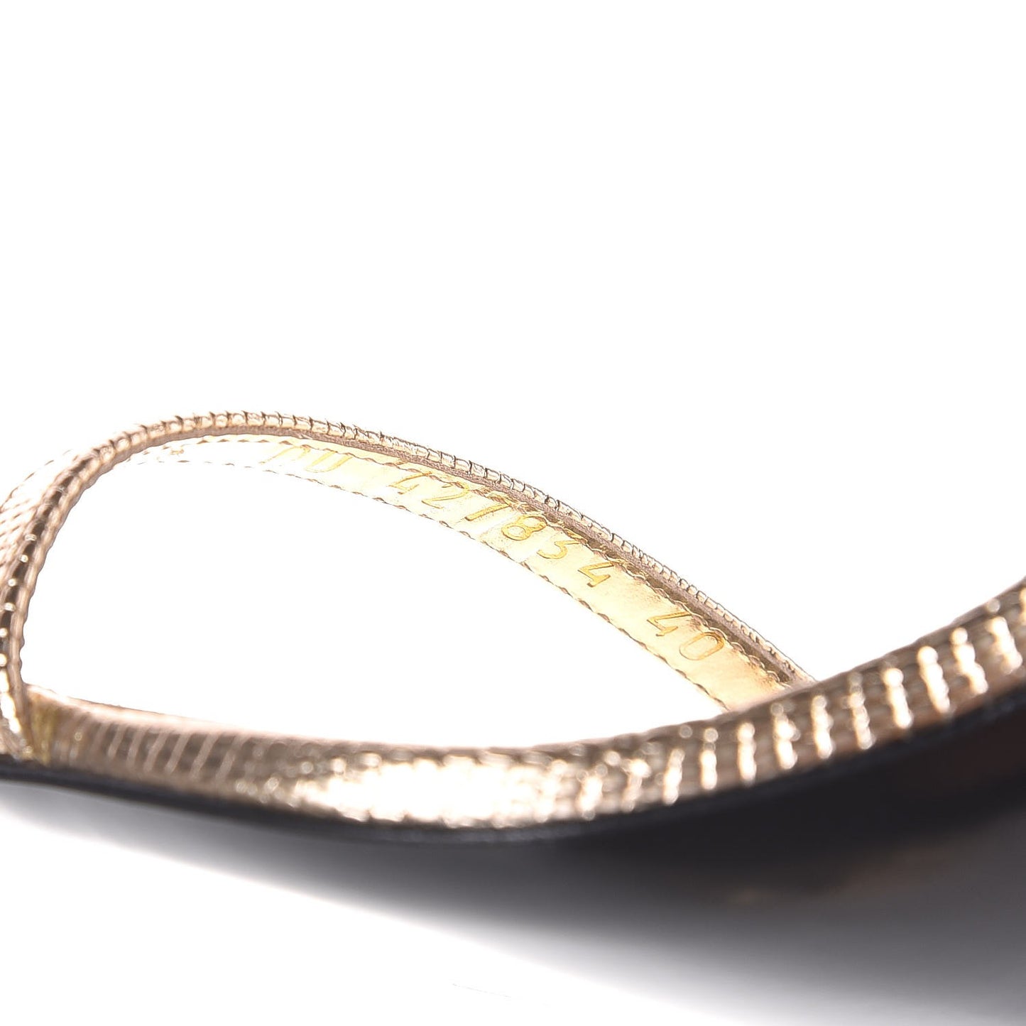 Metallic Lizard Calfskin Embossed Jane 110 Ankle Strap Sandals 40 Gold