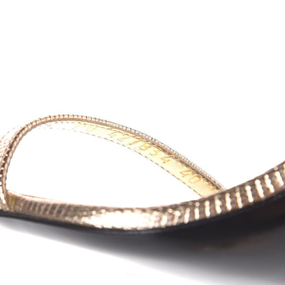 Saint Laurent Metallic Lizard Calfskin Embossed Jane 110 Ankle Strap Sandals 40 Gold 8 of 9