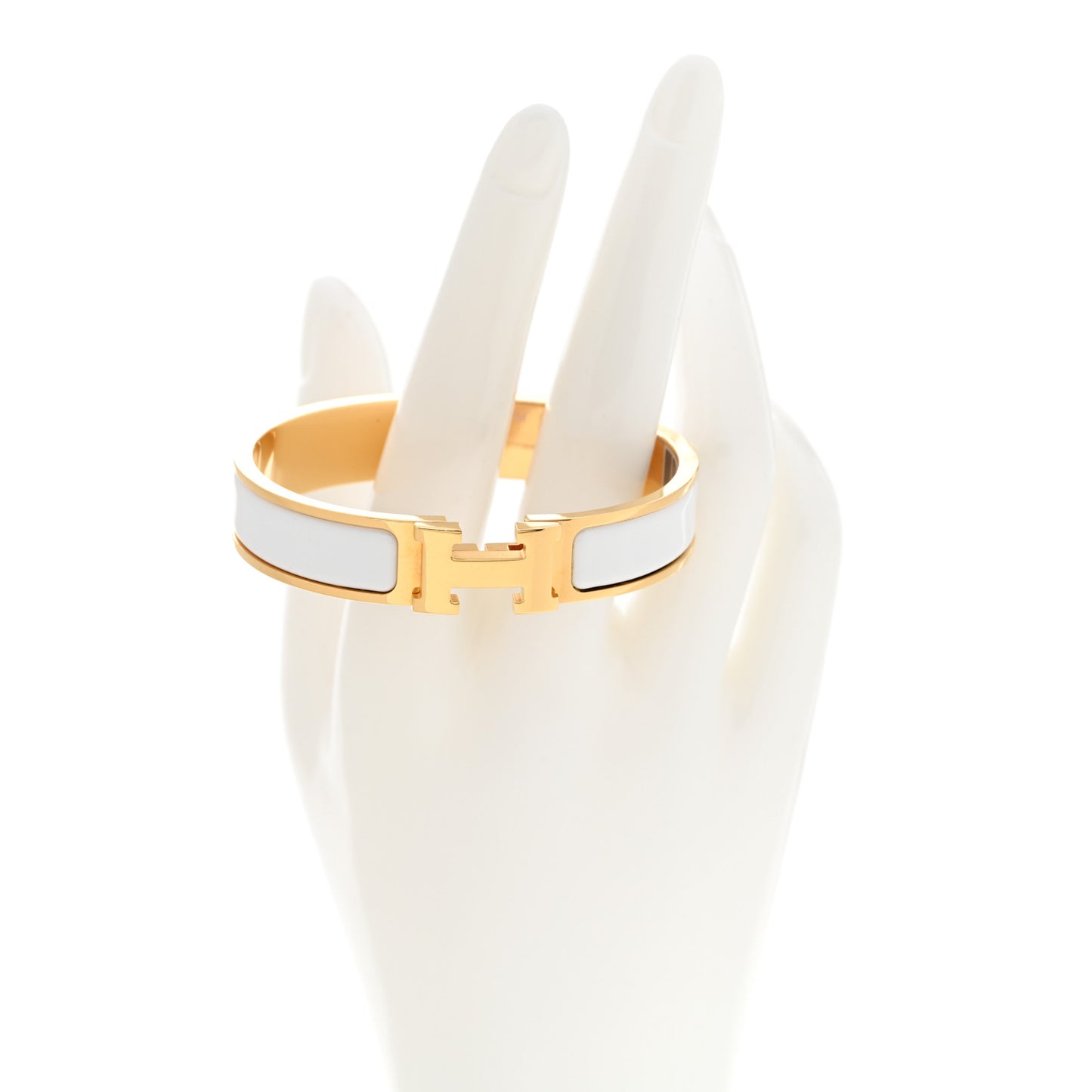 Enamel Narrow Clic Clac H Bracelet White